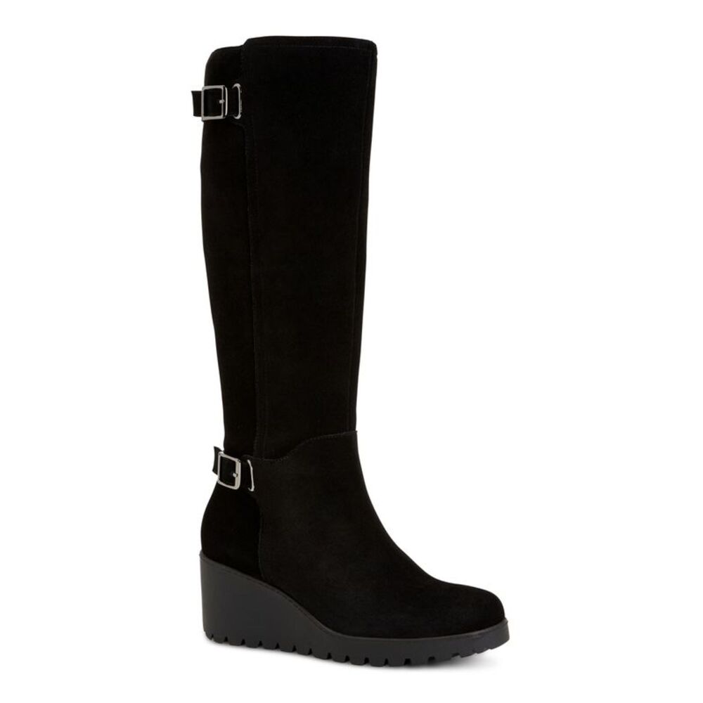 Giani Bernini Womens Black Buckle Accent Wedge Zip-Up Dress Heeled Boots 6.5 M